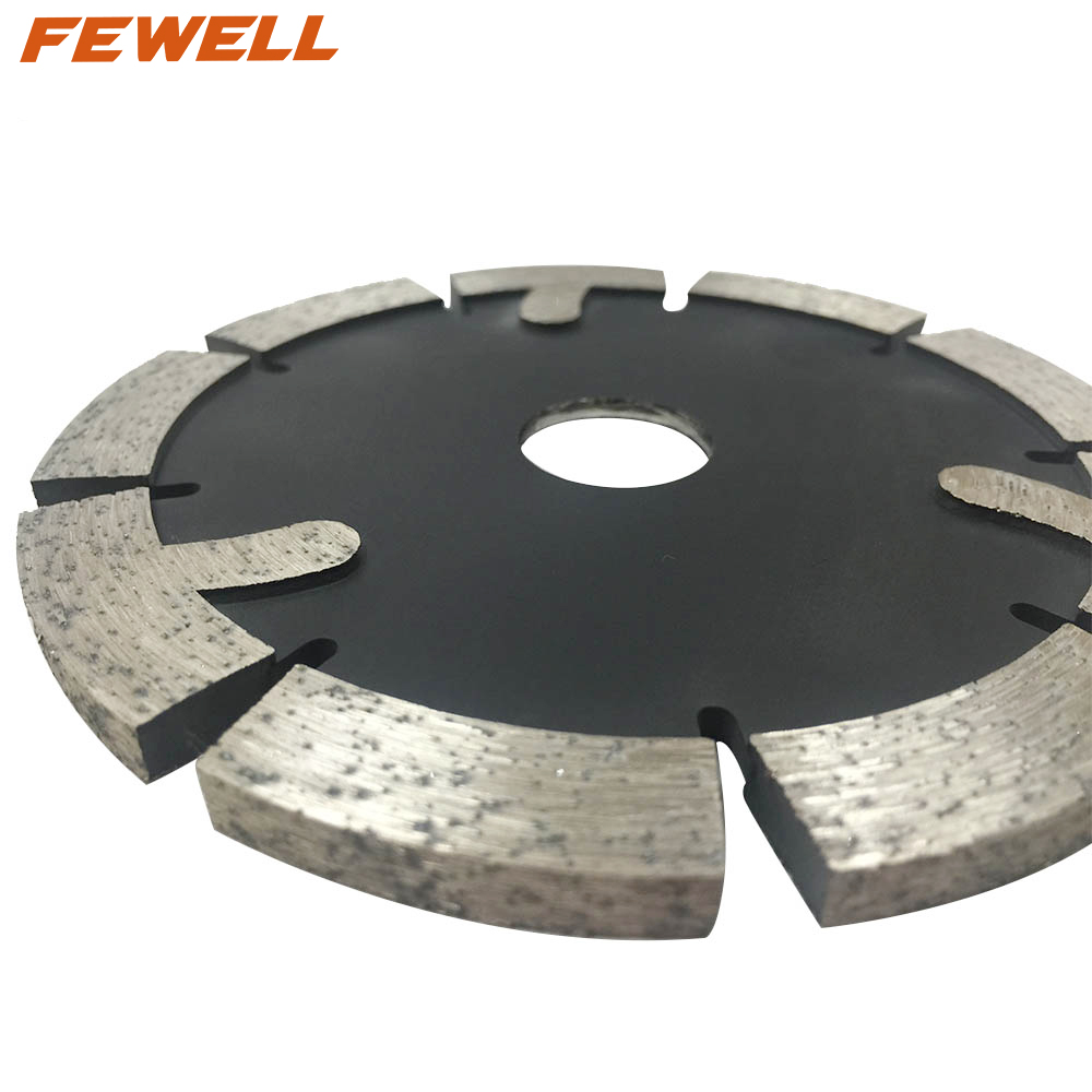 High quality Cold Press sintered 5inch 125*6.4*12*22.23mm diamond wall groove tuck point saw blade with protection teeth for cutting concrete wall floor