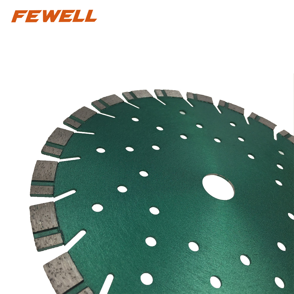 High quality 9inch laser welded 230*2.8*12*22.23mm with cooling holes diamond saw blade for cutting reinforced concrete