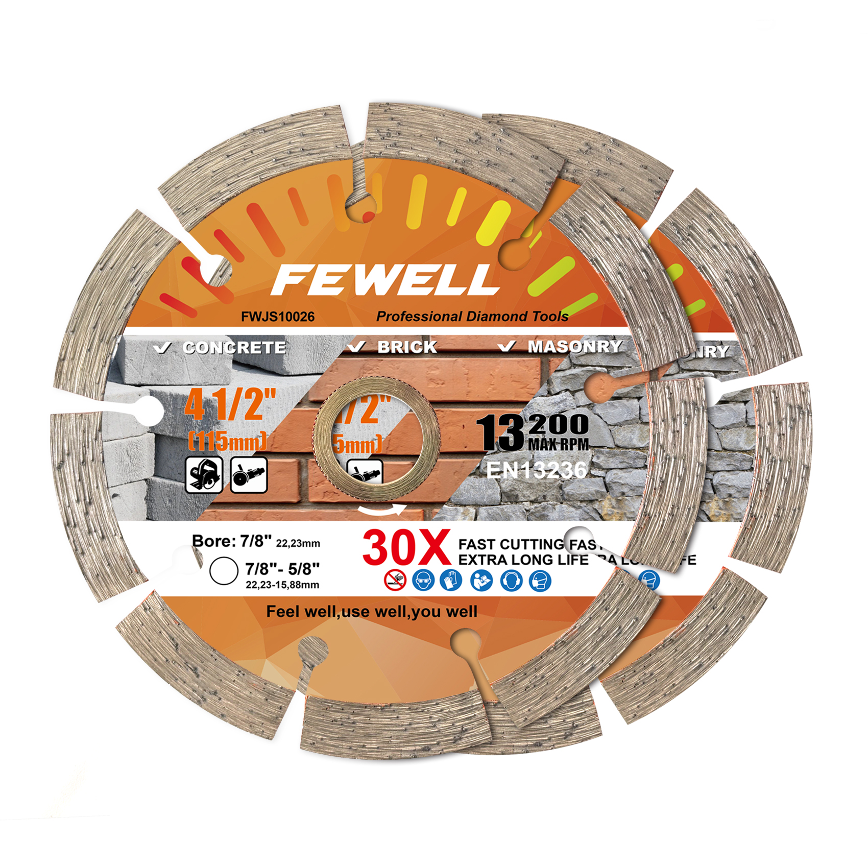 Premium Quality 115-125mm Cold Press Disc 10mm Height Segmented 4.5-5 Inch Diamond Saw Blade for Cutting Stone, Brick, Block, Masonry And Concrete