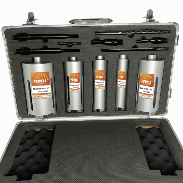 High quality 5pcs 42 52 68 82 102 laser welded diamond core drill bit set M16 thread for granite reinforced concrete