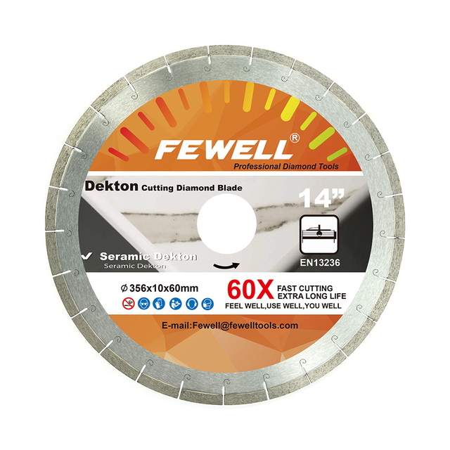 High quality Silver brazed 12inch 356*10*60mm segmented J-slot diamond saw blade for cutting Dekton