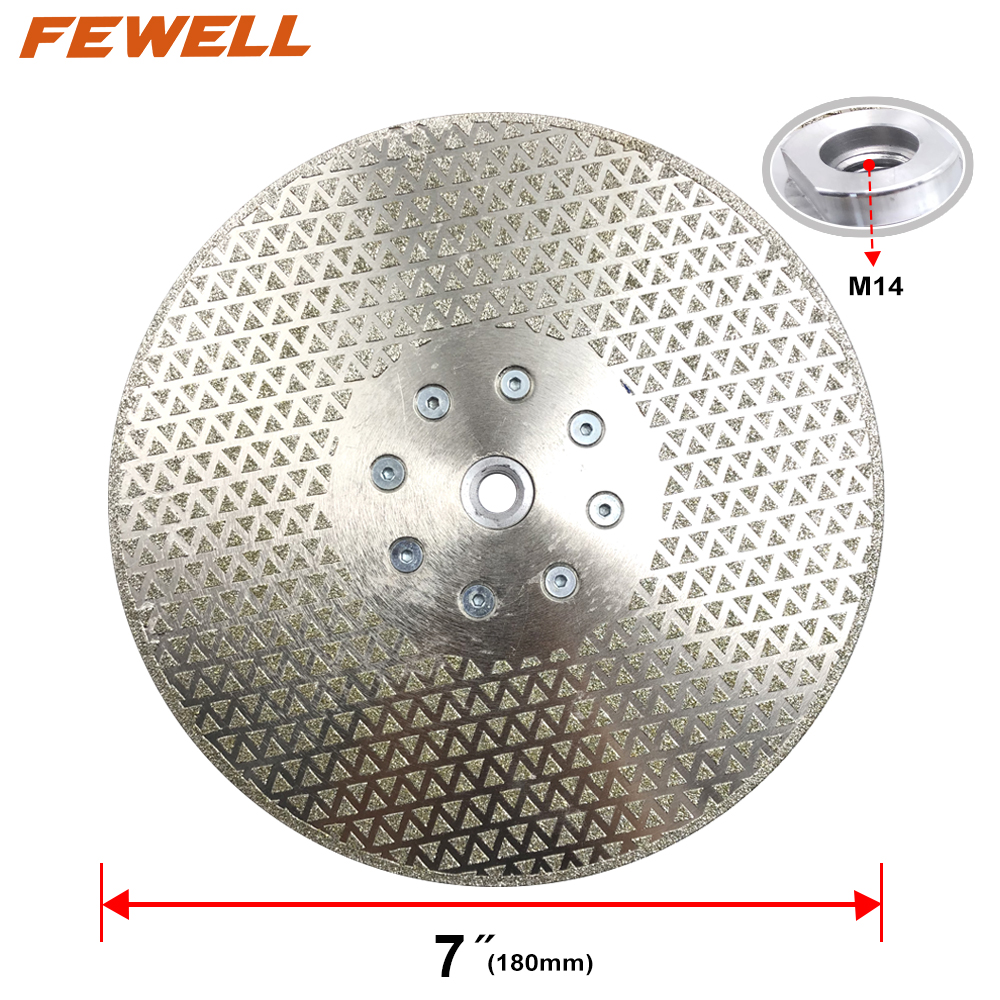 7inch 180*M14 flange double side triangle shape tools electroplated diamond saw blade for cutting and polishing marble granite 