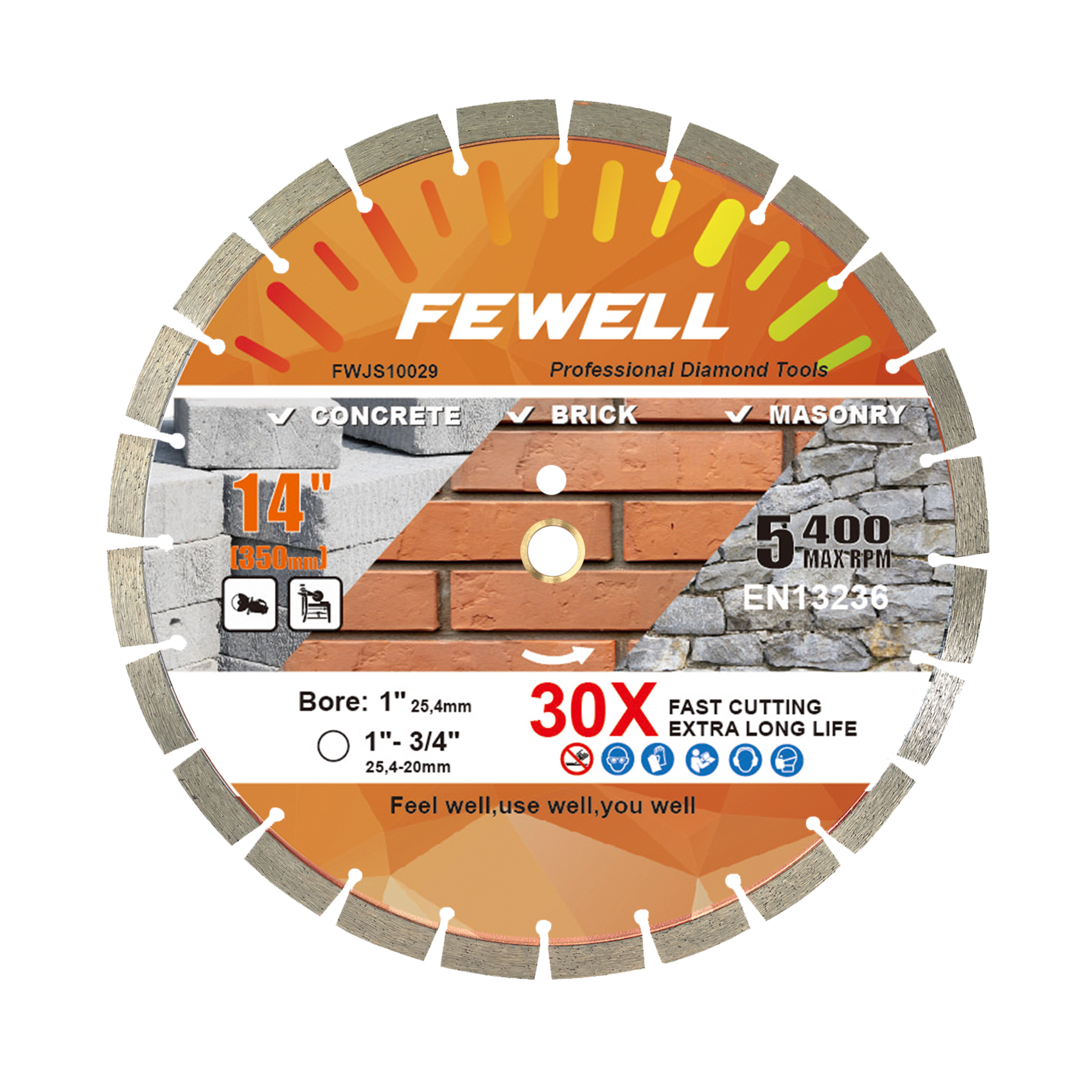 High quaity Cold Press 14inch 350*3.2*15*25.4mm sintered diamond segmented diamond saw blade for dry cutting general purpose