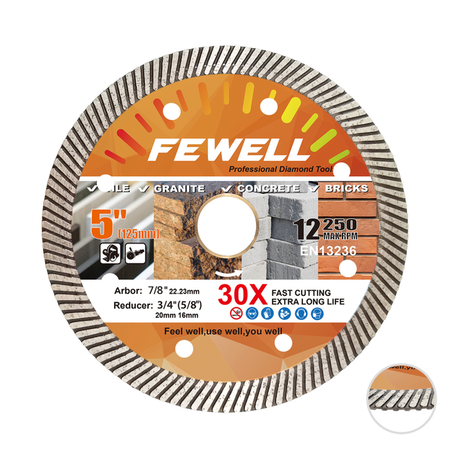 5Inch 125mm Super Thin Diamond Multi Grinder Turbo Saw Blade for Cutting Porcelain, Ceramic Tile Granite Brick And Concrete