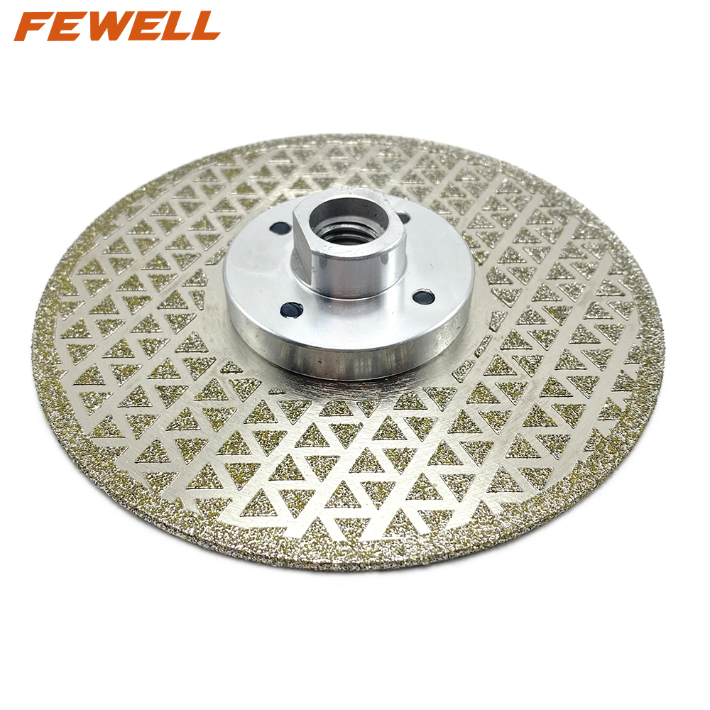 High quality 5inch 125mm double side triangle shape marble granite electroplate diamond saw blade with M14 flange