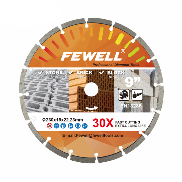 High quaity Cold Press 9/16inch 230/400*15mm height segmented diamond saw blade for cutting general purpose