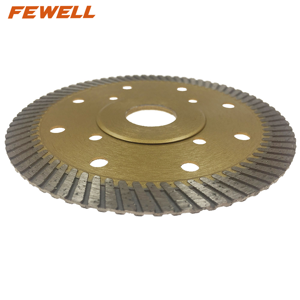 High quality Hot Press 4.5、5、9、12inch 115-300*12mm cooling holes diamond fine turbo blade with reinforced center for cutting granite