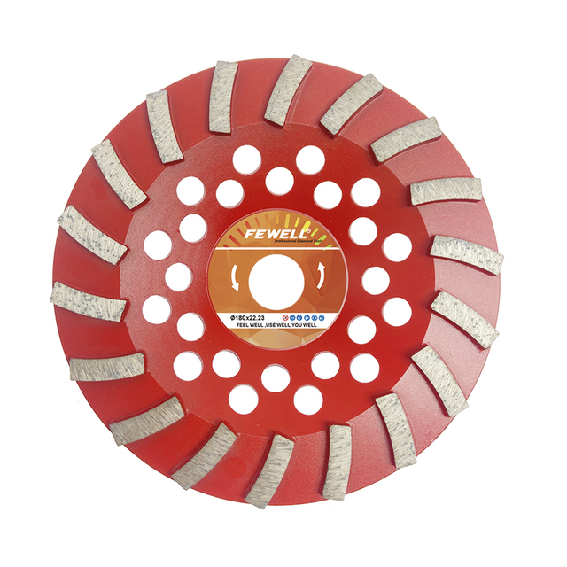 High quality Silver Brazed 7inch 180*22.23 diamond grinding cup wheel disc for surface grinding concrete