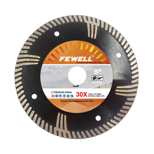 High quality 5inch Hot Press 125/150/230*9*22.23mm with protective teeth turbo diamond saw blade for granite 