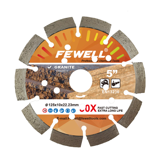 High quality Laser welded 5inch 125*30*2.2*10*22.23mm with cooling holes diamond saw blade for granite