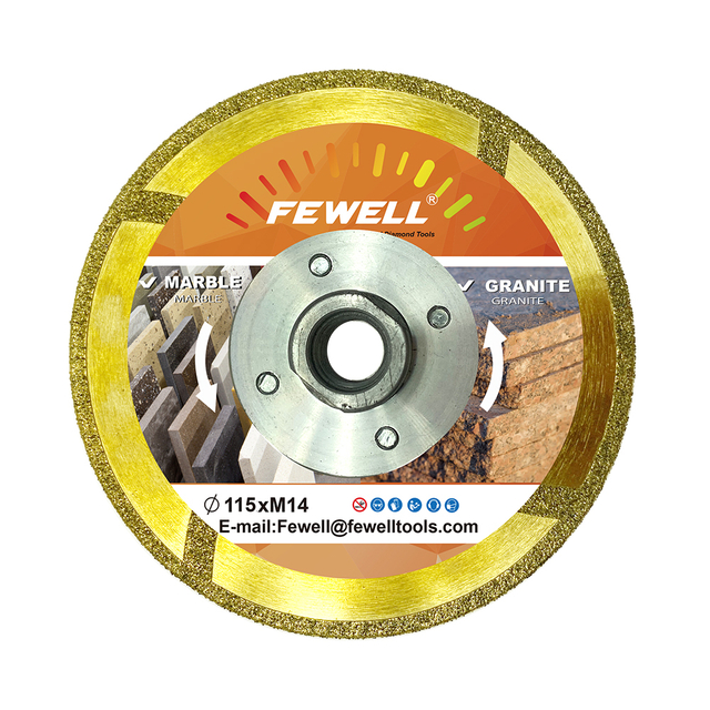 High quality 4.5/7/9inch 115/180/230mm M14 flange single side triangle shape electroplated diamond saw blade for marble 