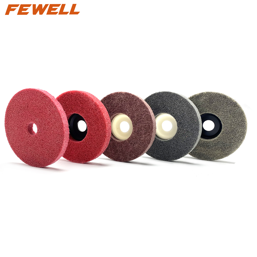  High quality 100/150/200mm 4/6/8in Nonwoven abrasive disc nylon polishing wheel for metal stainless steel