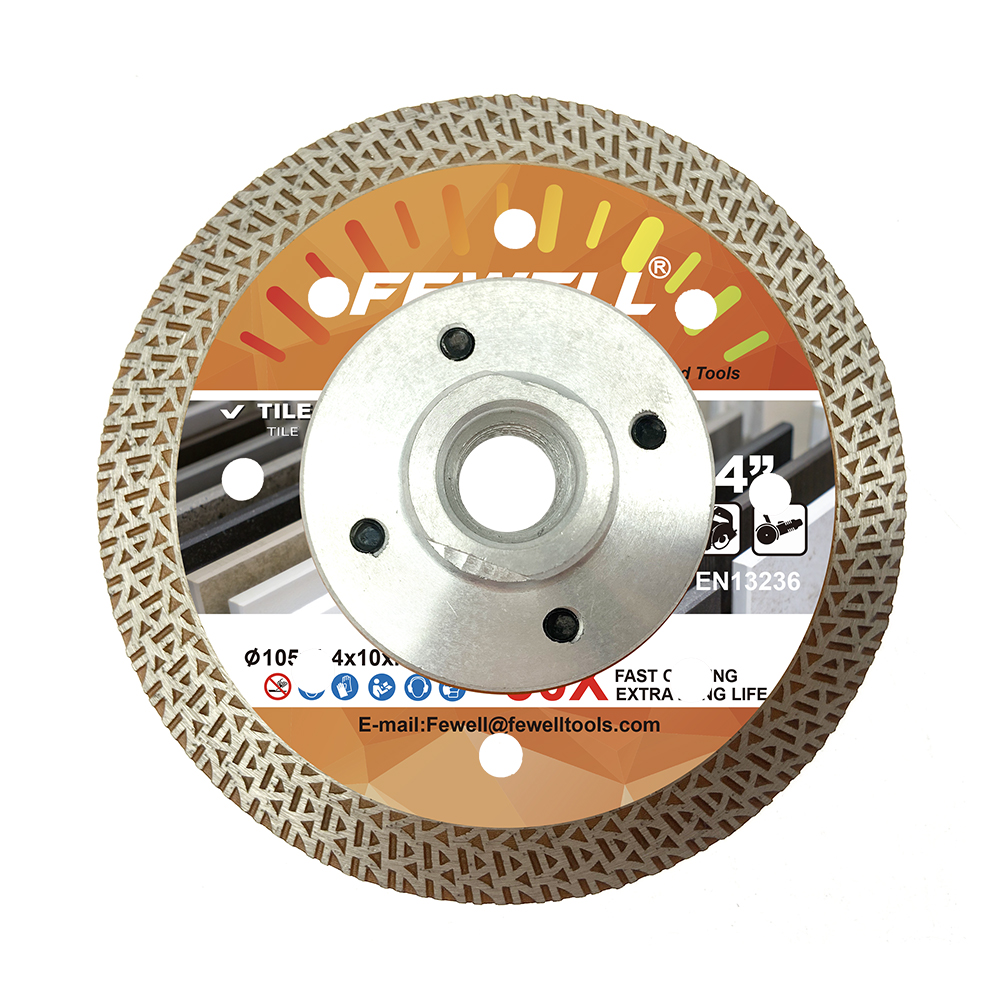 High quality hot press 4、4.5、5inch 105-125*10mm height special teeth Aluminum flange diamond saw blade for cutting ceramic tile porcelain
