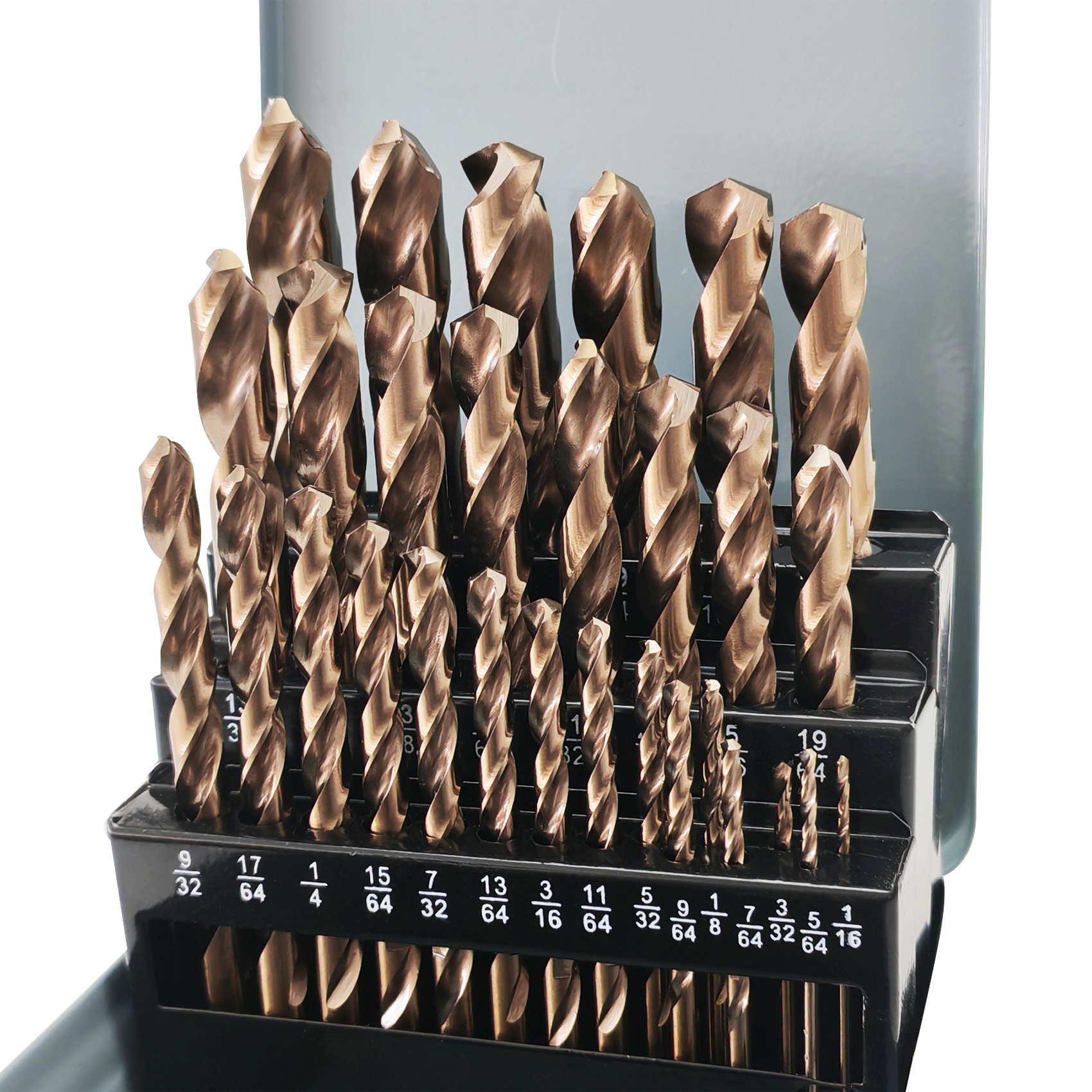 29PCS Fully Ground 5% Cobalt HSS M35 Twist Drill Bit Set for Drilling Metal, Stainless Steel