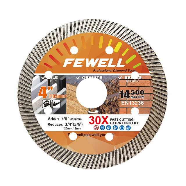 High quality hot press 4inch 105*10mm thin turbo diamond saw blade for cutting tile bricks granite concrete marble