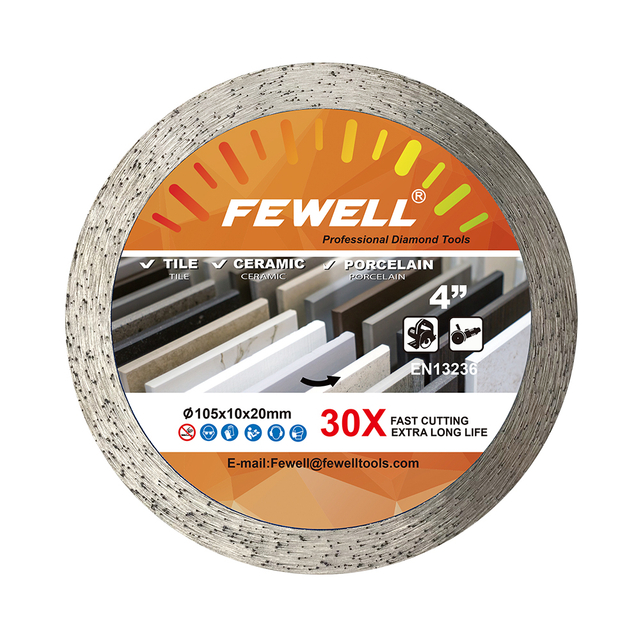 High quality 105*1.7*10*20mm cold Press 4inch continuous rim diamond cutting disc for cutting tile