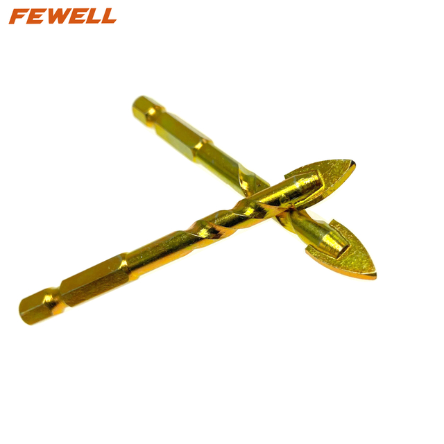 High quality 8mm spiral hex shank straight flat tip twist glass porcelain tile ceramic drill bit