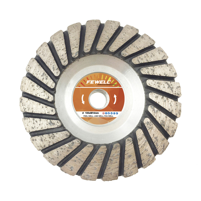 High quality Hot Press sintered 4inch 100*M14 thread aluminum base diamond turbo cup wheel for grinding granite 