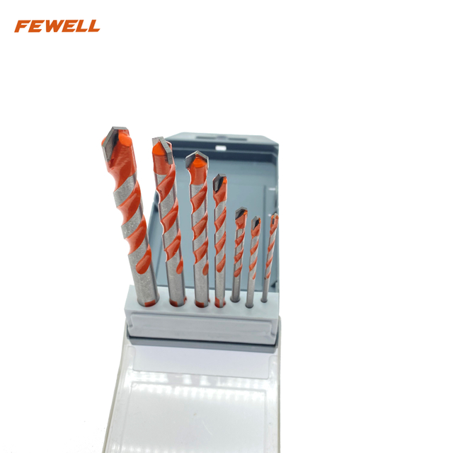 High quality 7pcs(3mm,4mm,5mm,6mm,8mm,10mm,12mm) Triangle handle spiral multifunction drill bit general purpose
