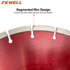 High quality 4-12inch 105-300mm hot press 10mm height segmented diamond saw blade for cutting general purpose , stone , brick and concrete
