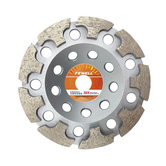 High quality Cold press 5inch 125*22.23mm T segment type cup-shaped diamond disc grinding cup wheel for abrasive concrete terrazzo