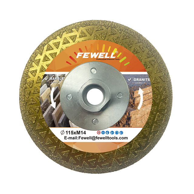 High quality 4.5-9inch 115-230mm M14 flange double side triangle shape blade electroplated diamond saw blade for marble