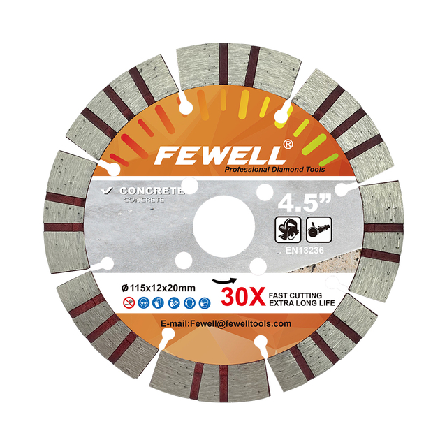 High quality Cold Press 4.5inch 115*2.0*12*20mm Segmented turbo diamond saw blade with cooling holes for cutting concrete beton