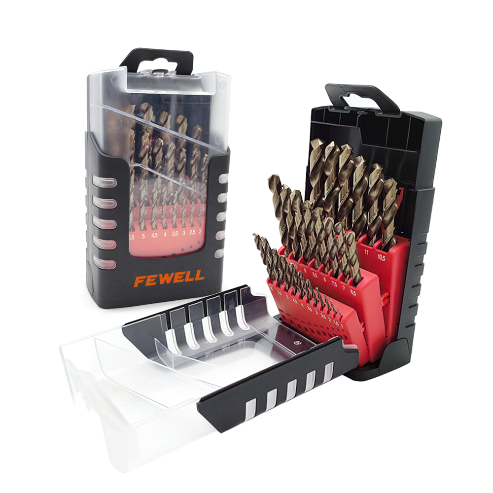 25 PCS Cobalt HSS M35 Twist Drilling Bit Set for Drilling Metal, Stainless Steel