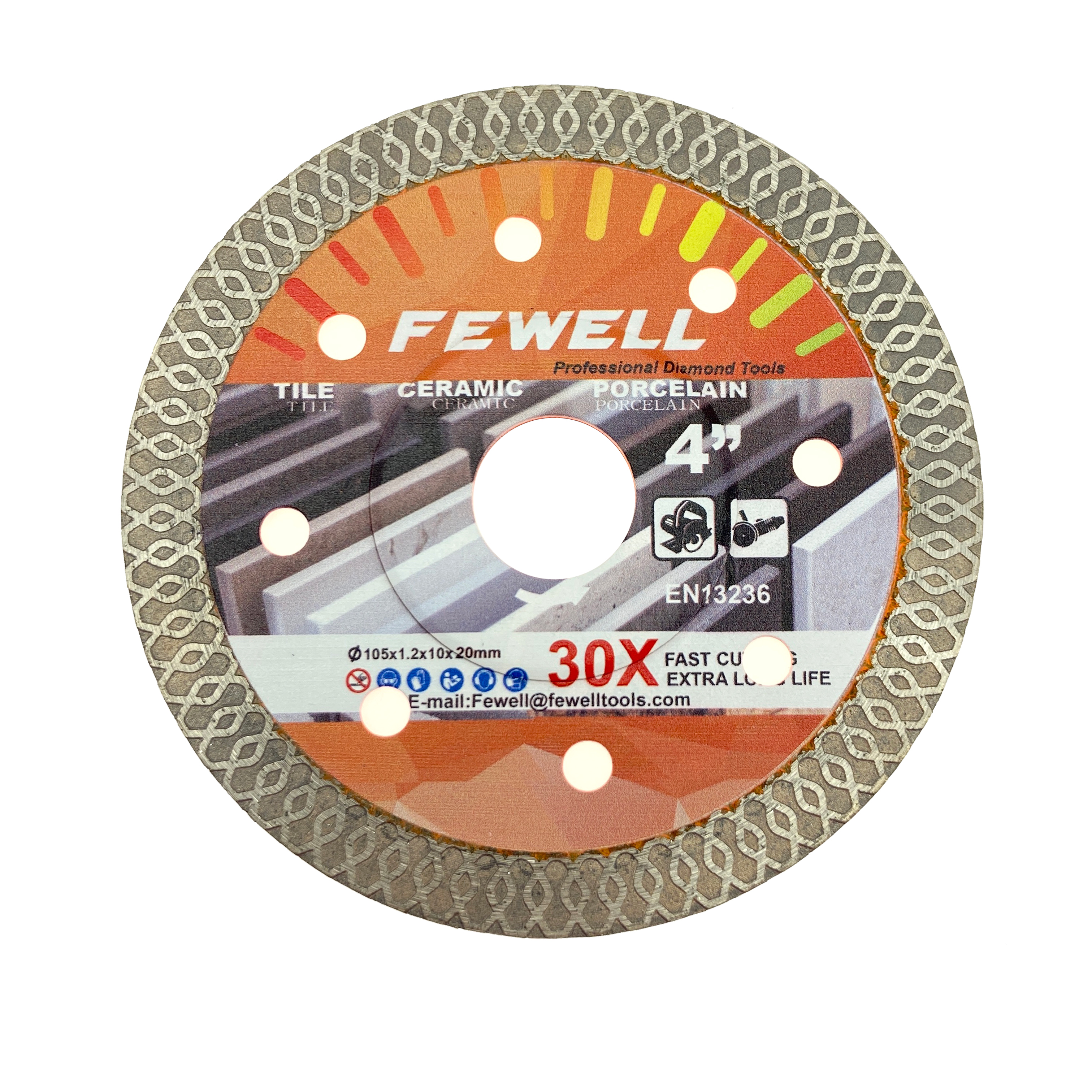 High quality hot press 4-14inch 105-350*10mm height reinforced center super thin X turbo diamond saw blade for cutting ceramic tile porcelain