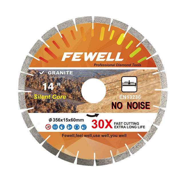 High quality 14/16inch 356/370/406/420*15*60 with 50mm ring Silver Brazed sandwich silent steel diamond saw blade for cutting granite