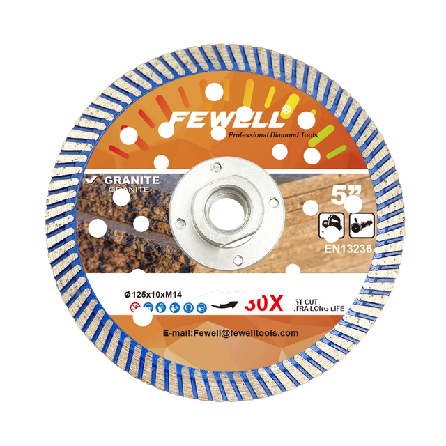 High quality Hot Press 5inch 125*10*M14 continuous thin turbo diamond saw blade for cutting ceramic granite concrete marble bricks