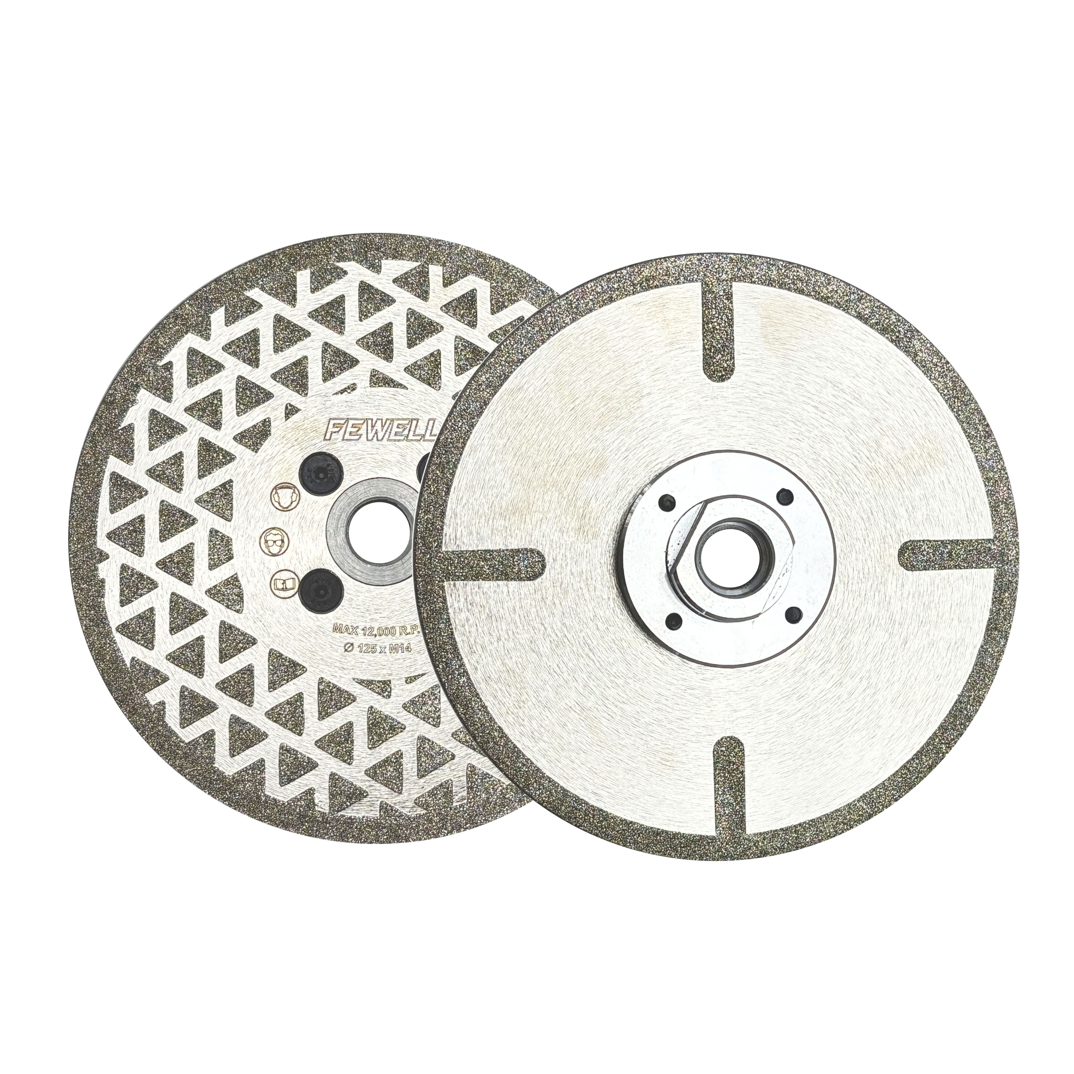 125-230mm Single Side Triangle Shape Electroplated Blade 5-9 Inch M14 Diamond Segmented Saw Blade with Strips for Cutting Marble