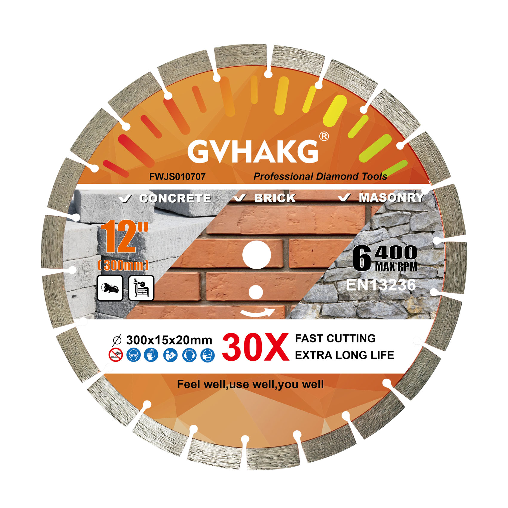 High Quality Cold Press 12-14inch 300-350mm Segment Height 15mm Diamond Segmented Saw Blade for Cutting Concrete Brick Granite Masonry