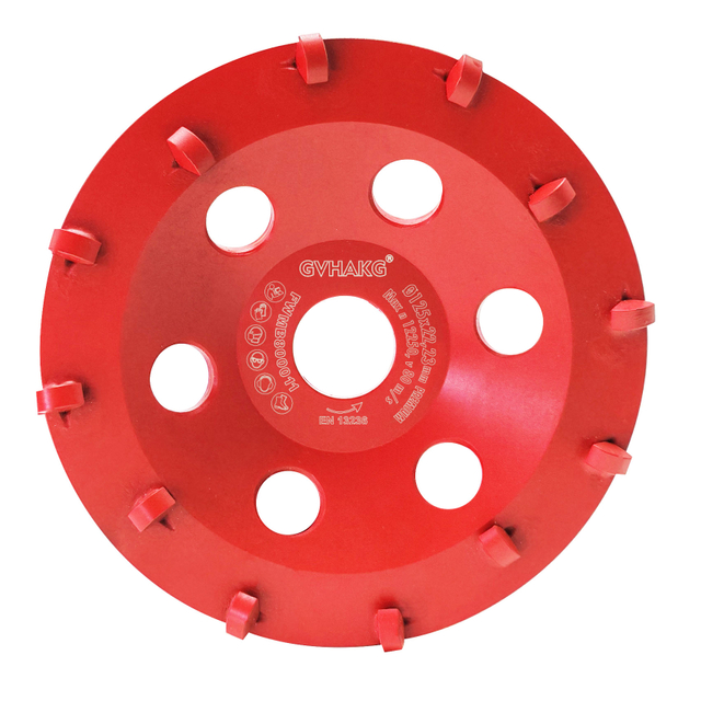 High Quality Silver Brazed 5in 125mm 12T PCD Grinding Cup Wheel for Concrete Terrazzo Asphalt Floor