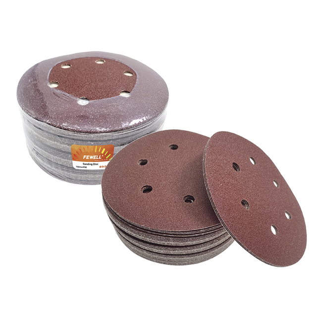 High quality 150mm 6'' Red P80 hook and loop Sandpaper for polishing and grinding stainless steel wood