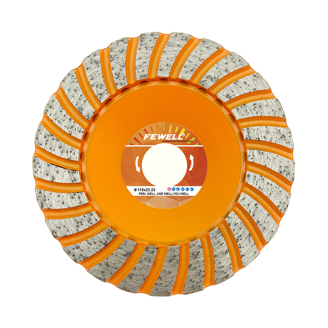 High quality Silver Brazed 4.5inch 115*5*22.23mm turbo diamond grinding cup wheel disc for concrete stone