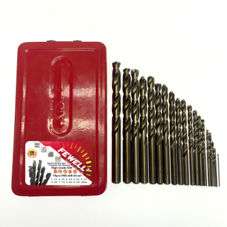 TOP quality 19PCS Fully Ground 5% Cobalt HSS M35 Twist Drill Bit Set for Drilling Metal, Stainless Steel