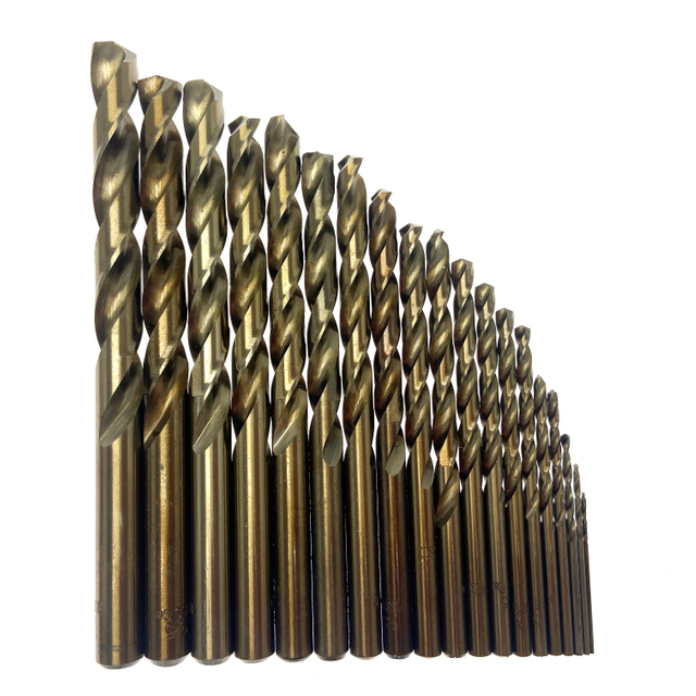 TOP quality 19PCS Fully Ground 5% Cobalt HSS M35 Twist Drill Bit Set for Drilling Metal, Stainless Steel