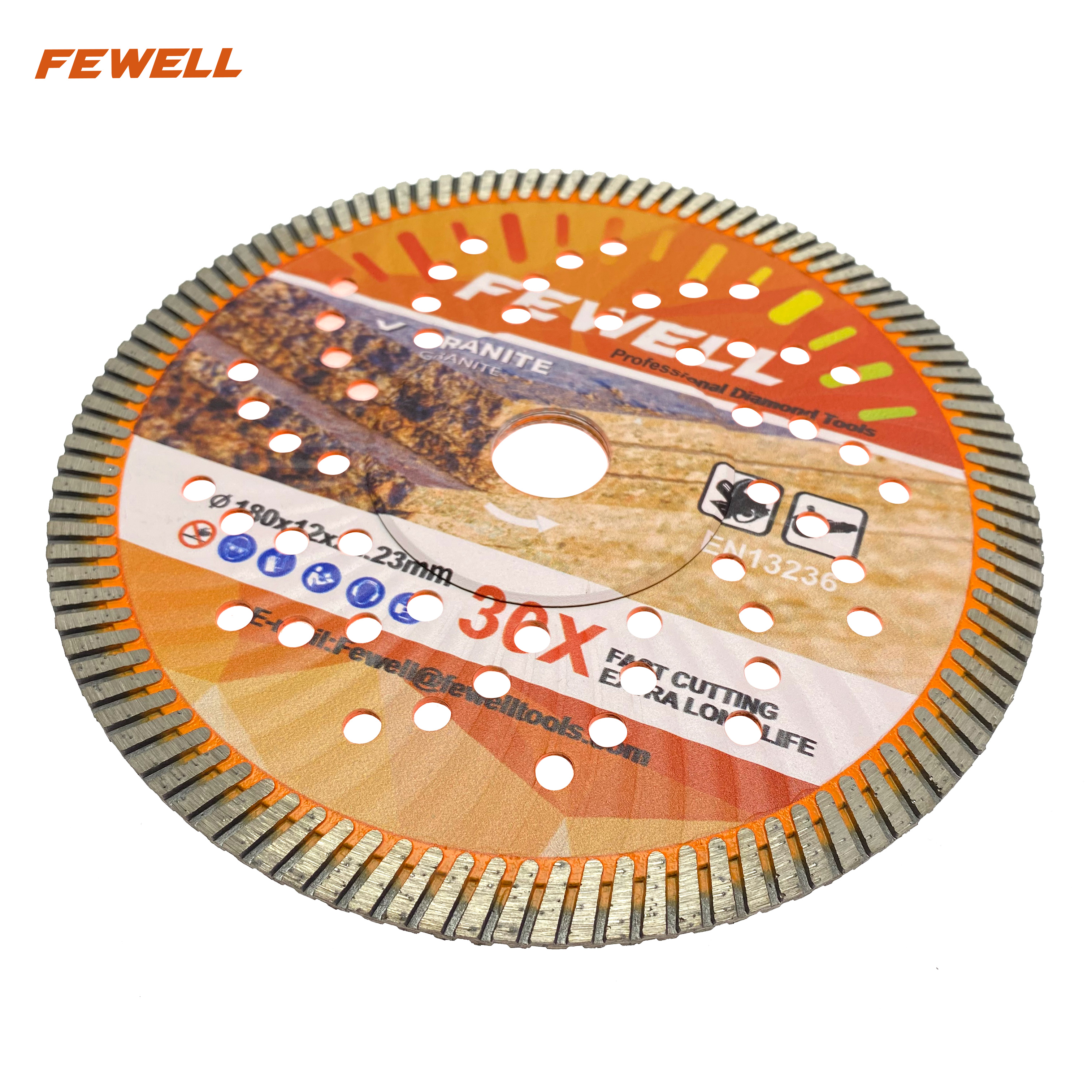 High quality 7inch 180*3.0*12*22.23mm Hot Press diamond turb wave saw blade with Reinforced Center for cutting granite 