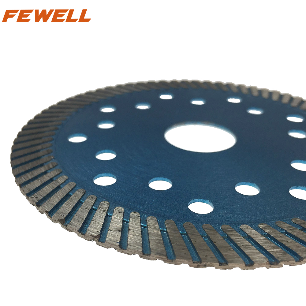 High quality 115*2.2*12*22.23mm 4.5inch Hot Press diamond fine turbo saw blade with cooling holes for dry cutting Concrete granite