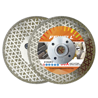 High quality 5inch 125mm double side triangle shape marble granite electroplate diamond saw blade with M14 flange