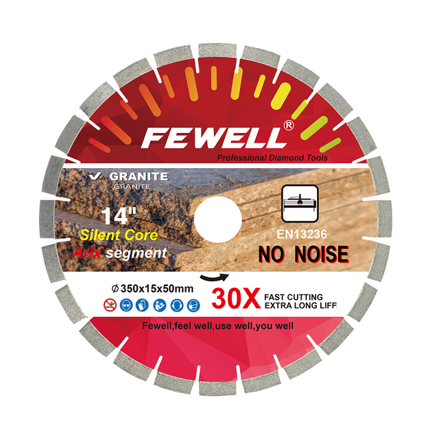 Premium quality 14/16inch 350/400*15*50mm Silver Brazed arix segment silent diamond saw blade for wet cutting granite