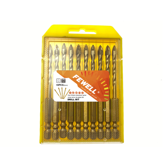High quality 6/8/10/12/14mm diameter Extension spiral hex shank cross arrow tip twist glass porcelain tile ceramic drill bit