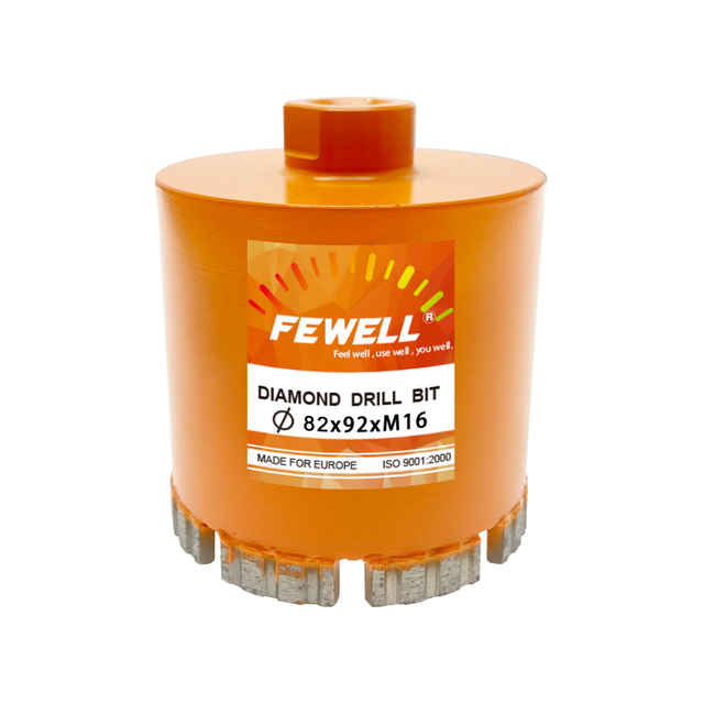 High quality 82*10*92*M16 laser welded diamond turbo segments core drill bit for cutting reinforced concrete, beton