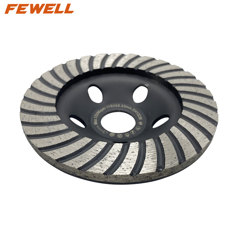 Low price cold Press sintered 4.5inch 115*22.23mm turbo cup-shaped diamond grinding cup wheel for abrasive concrete floor granite stone