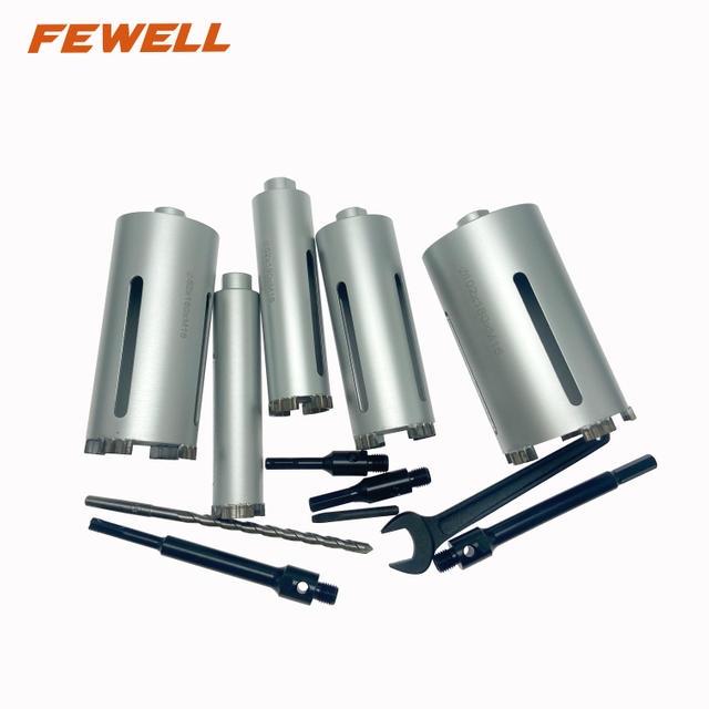 High quality 5pcs 42 52 68 82 102 laser welded diamond core drill bit set M16 thread for granite reinforced concrete