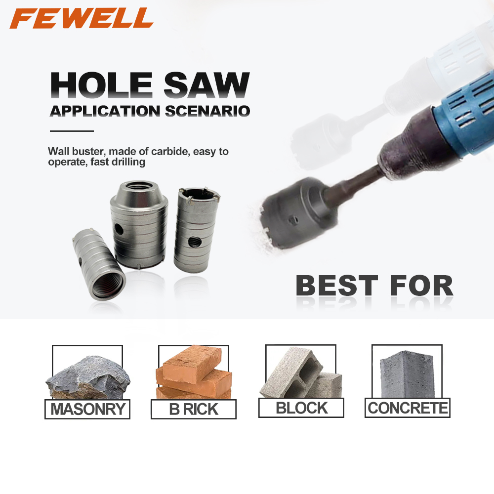 High quality hollow electric hammer drill 30-150mm TCT wall hole saw for concrete and wall