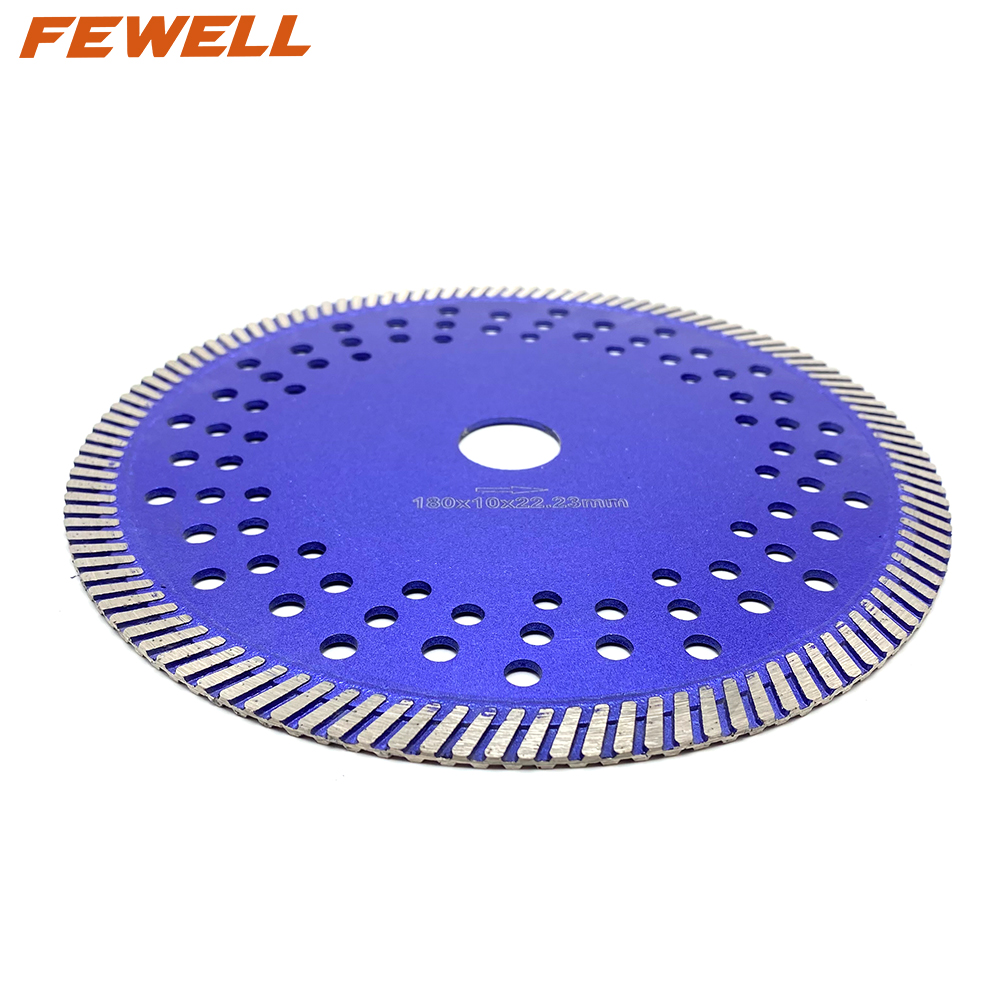 Hot Press 7/9inch 180/230*10*22.23mm cooling holes turbo diamond saw blade for dry cutting granite