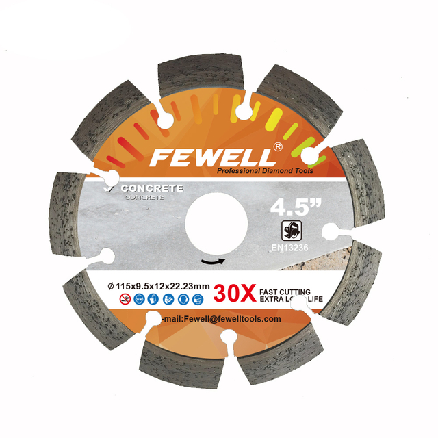 High quality Silver Brazed 4.5inch 115*22.23mm 9.5mm thickness roof type segment diamond tuck point saw blade for cutting beton concrete