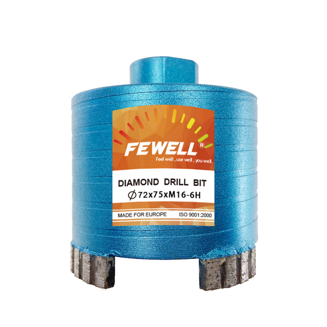 High quality 72*3.5*10*75*M16-6H thread laser welded diamond Core drill bit for dry drilling granite, reinforced concrete